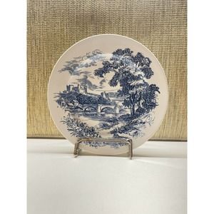 VTG Enoch Wedgewood Tunstall COUNTRYSIDE 10" Dinner Plate Blue White England